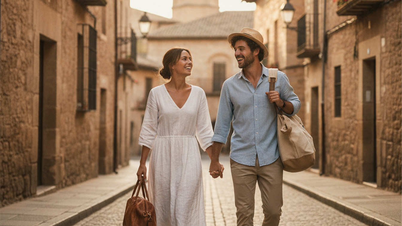 escapadas fin de semana Espana pareja con maletas