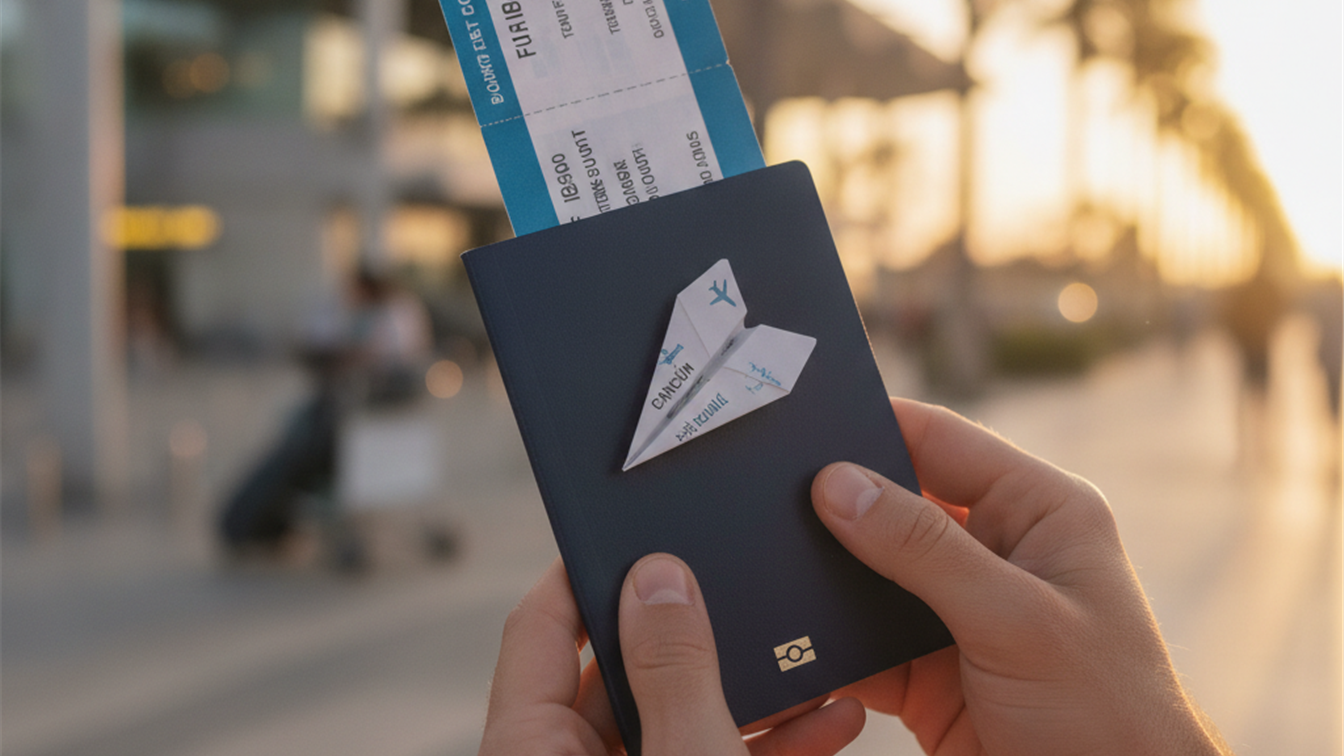 pasaporte y billete de avion viaje exotico
