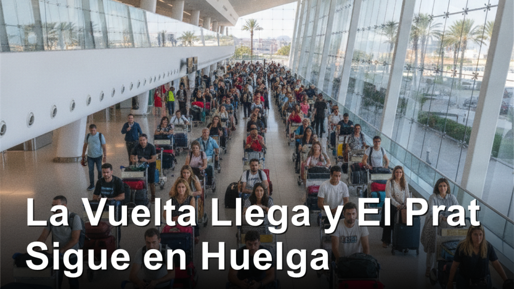 Huelga en el aeropuerto de El Prat, viajeros con maletas