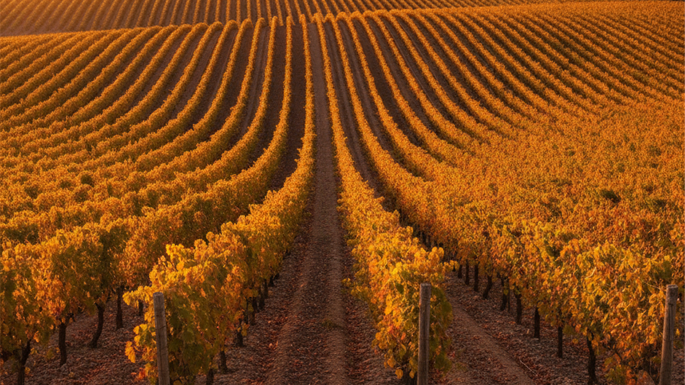Vinedos al atardecer cerca de Jerez de la Frontera