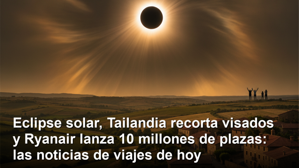 Eclipse solar visto desde un pueblo rural de Espana