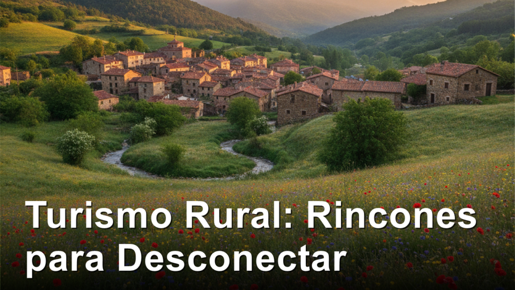 pueblo rural espanol entre montanas verdes
