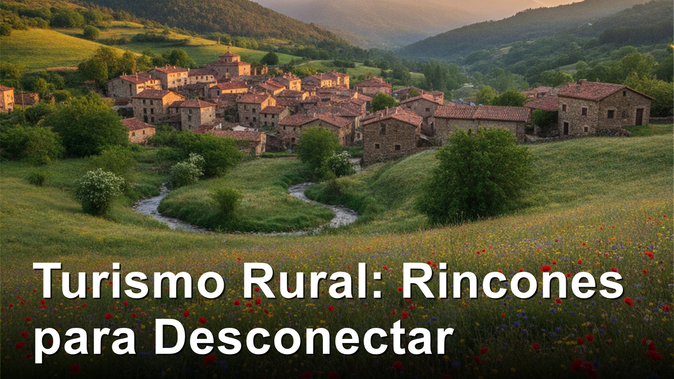 pueblo rural espanol entre montanas verdes