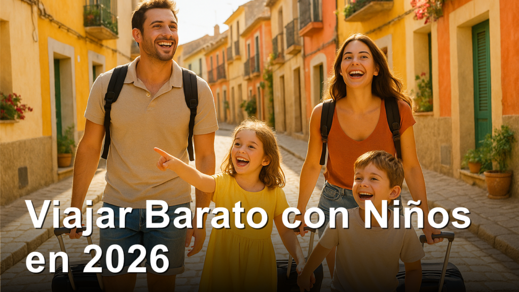 Familia viajando barata por Espana con ninos en 2026