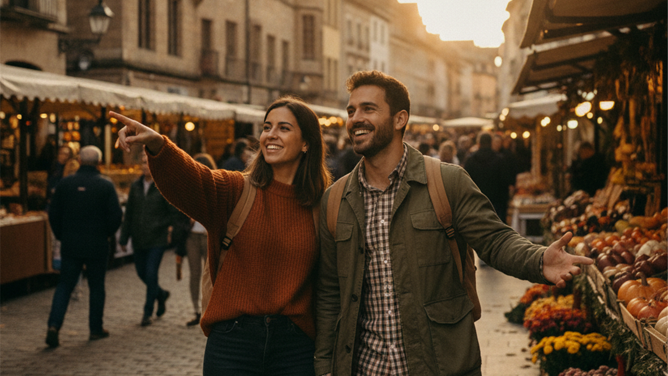 pareja viajando por capitales europeas