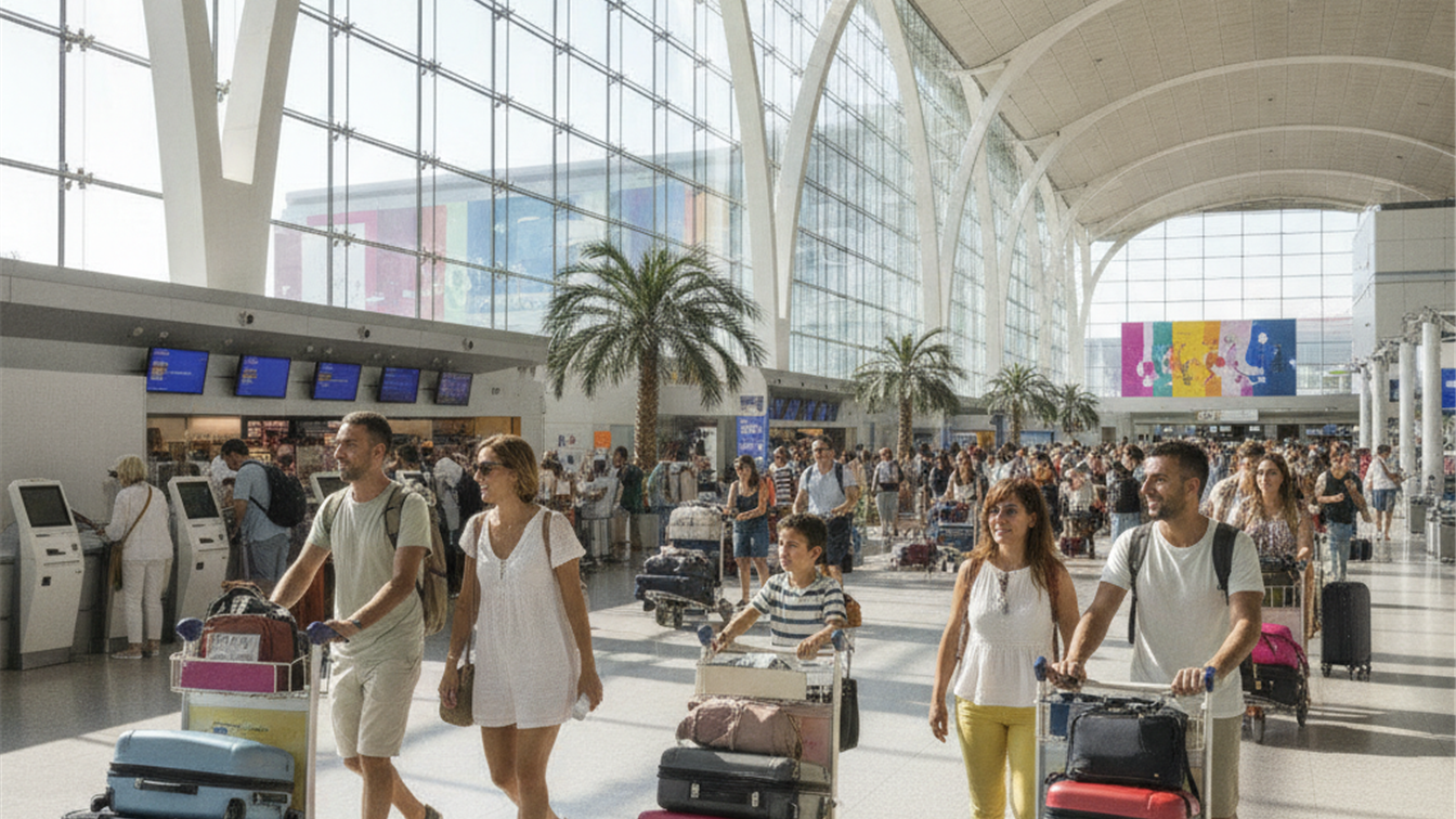 Turistas en aeropuerto espanol septiembre 2026