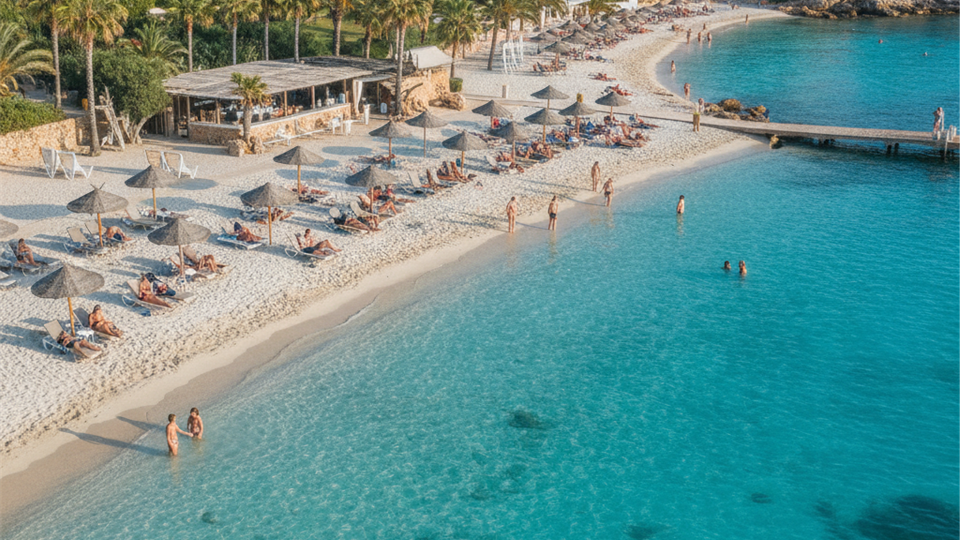 Playa mediterránea Mallorca turistas verano 2026
