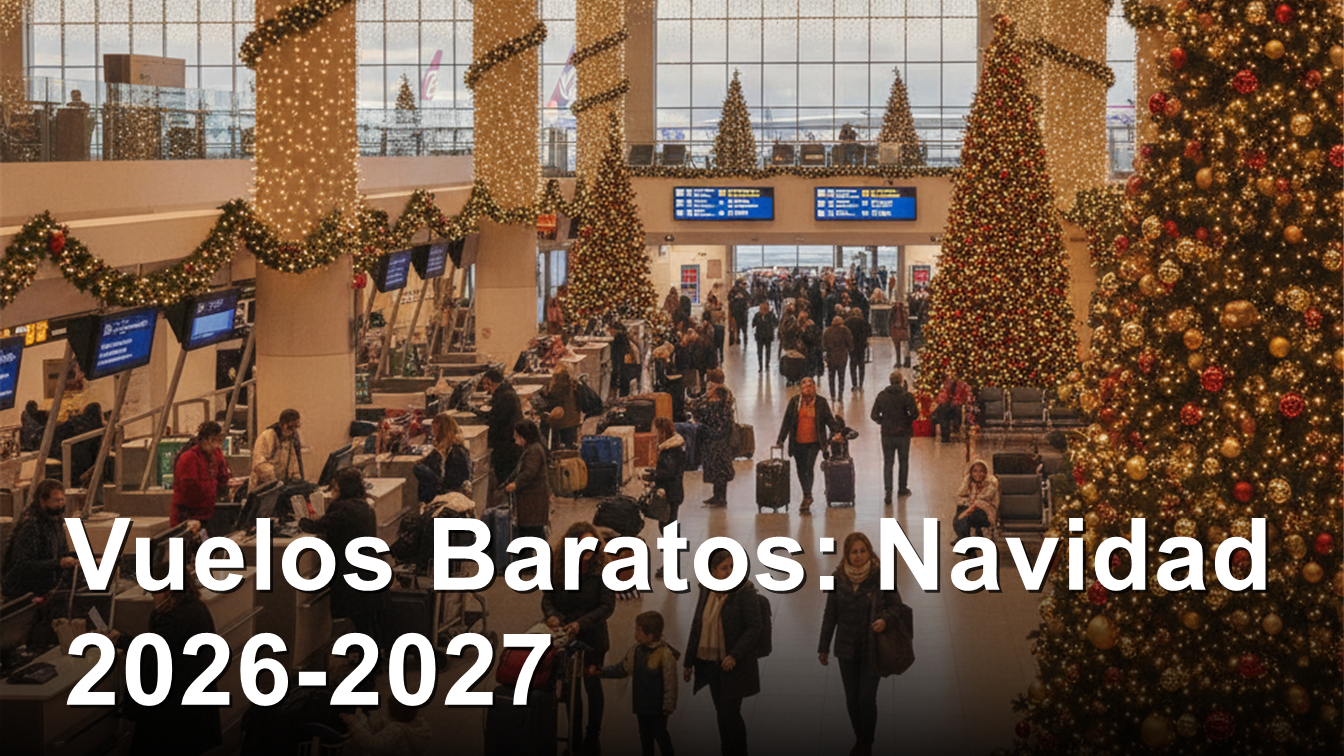 Airport departure hall Christmas decorations families traveling