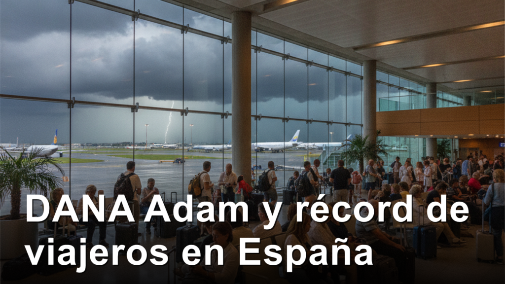 Viajeros en un aeropuerto espanol durante la DANA