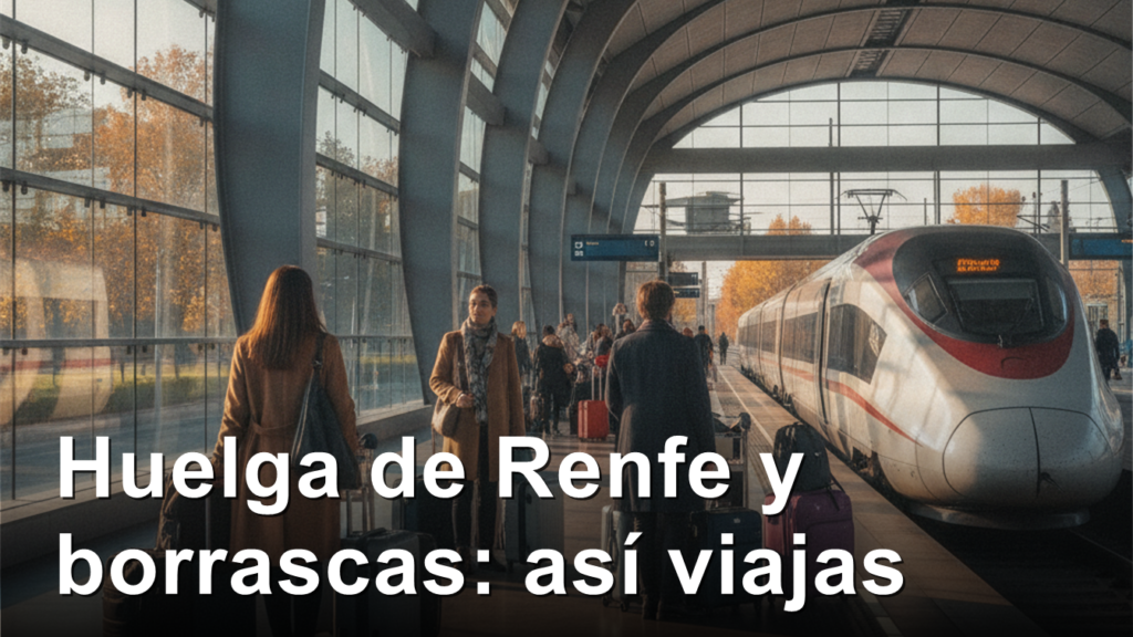 Viajeros esperando en una estacion de tren en Espana