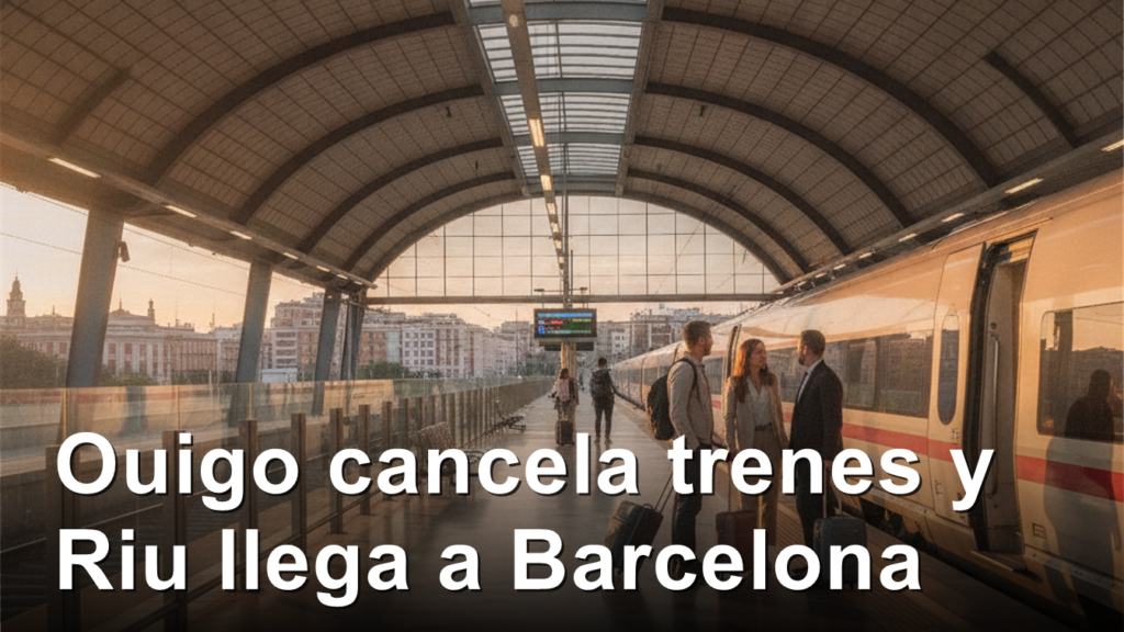 Estacion de tren de alta velocidad en Espana al atardecer